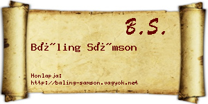 Báling Sámson névjegykártya